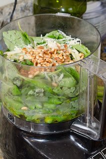 Aspraragus, Basil, Pine Nuts and Paremesan in a food processor