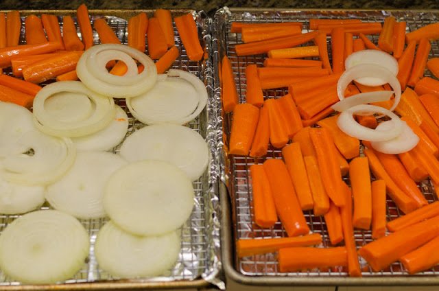 Carrots and Onions before Roasting Carrots and Onions before Roasting