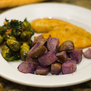 Oven Roasted Purple Potatoes on a Plate