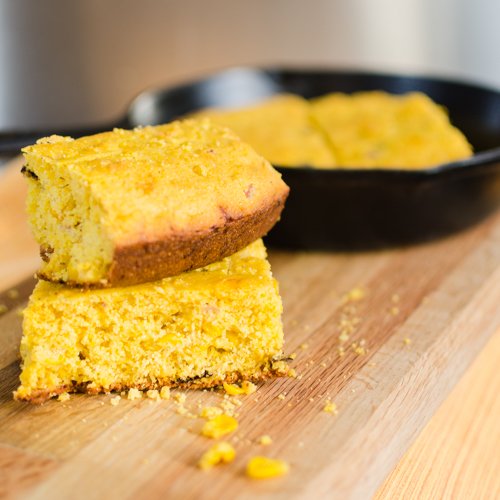 Cheddar Cornbread made in a Cast Iron Pan