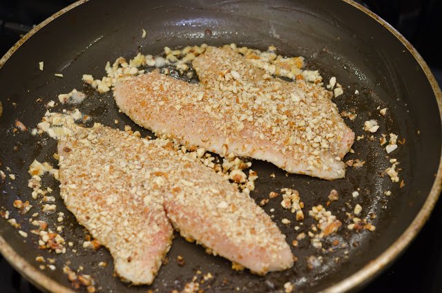 Cooking Tilapia with an Almond Crust in a Skillet