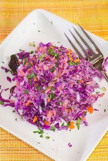 Red Cabbage and Carrot Salad with Yogurt Dressing