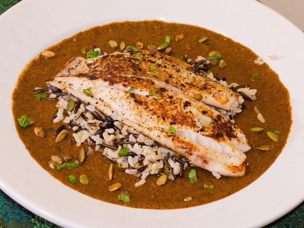Mole Poblano with Tilapia and Brown Rice