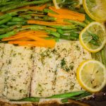 Halibut cooked in Parchment Paper with Olive Oil