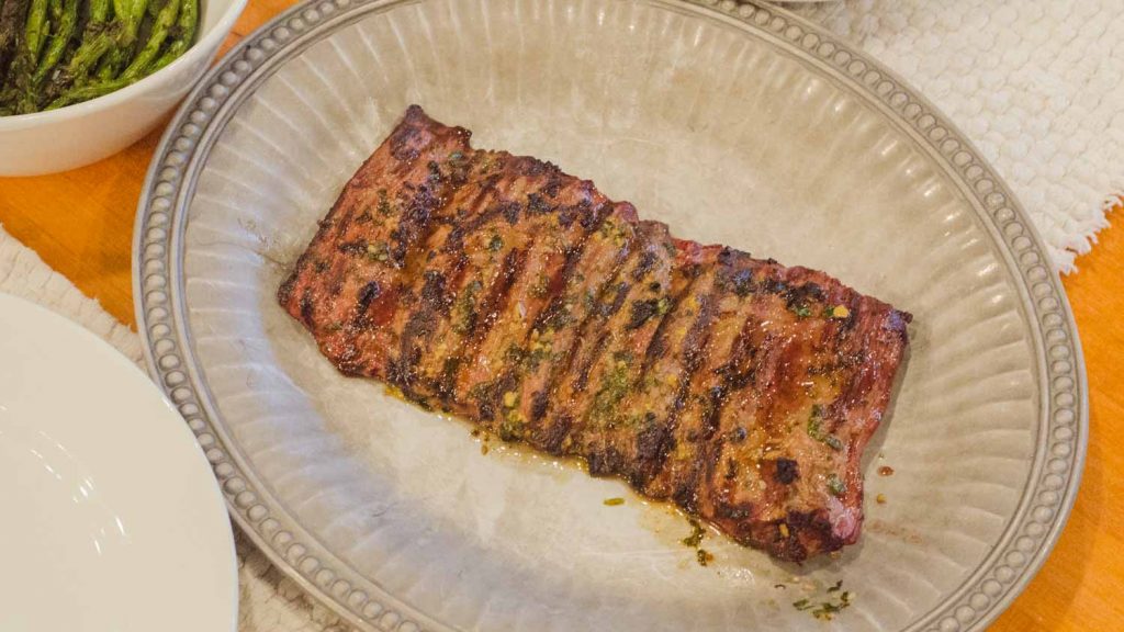 Grilled Skirt Steak with a garlic, cilantro and lime juice rub