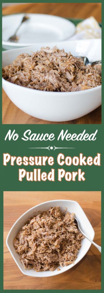 Make this awesome Pulled Pork in your Pressure Cooker (or Instant Pot) in under an hour! And no sauce is needed!!! It's that good.