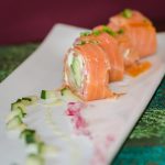 Smoked Salmon Rolls with Cucumber, Red Onions, Avocado and a Compound Butter