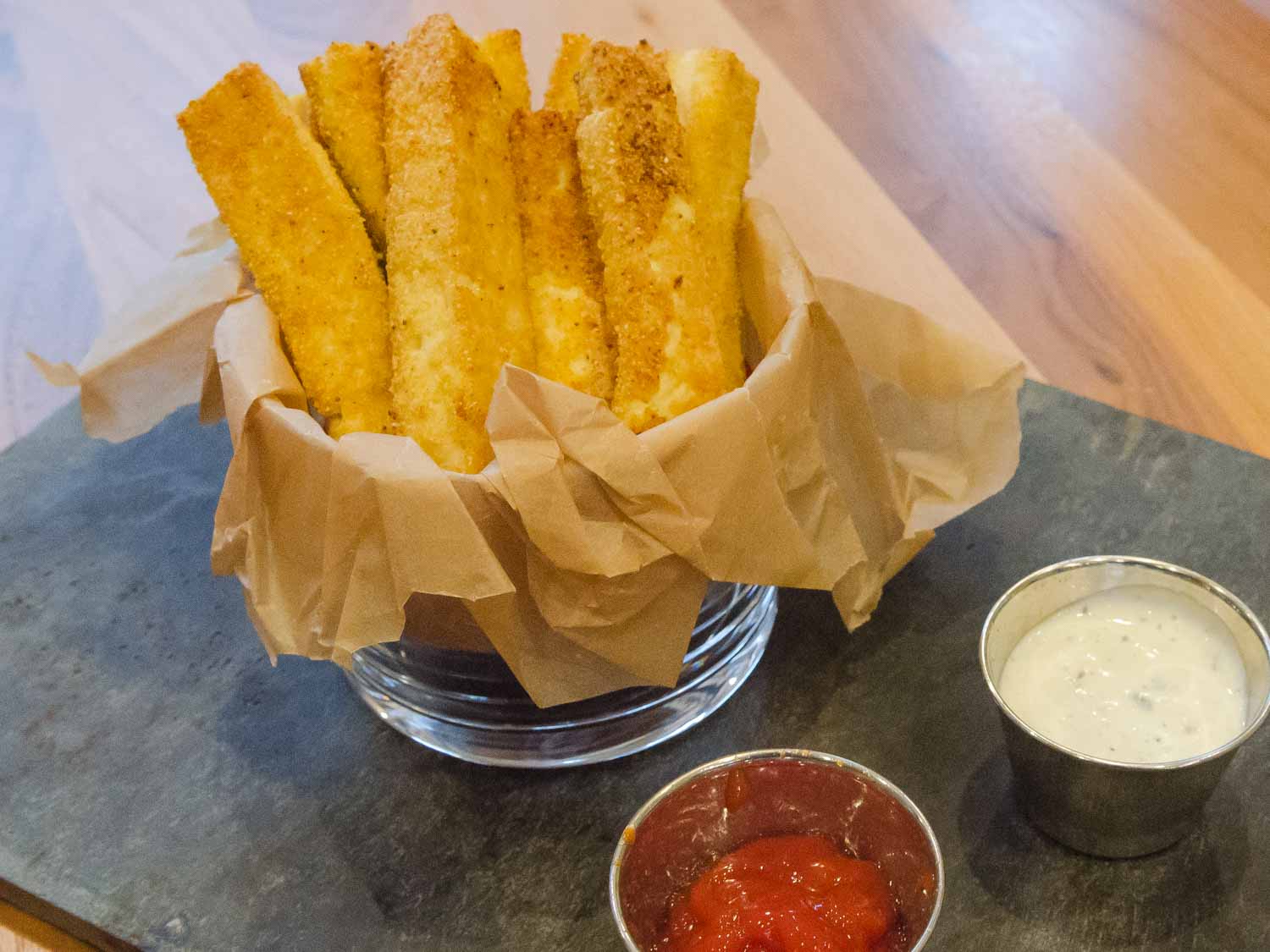 Crispy Baked Tofu Fries and sauces