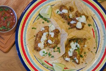 Air Fried Avocado Street Tacos with Cilantro Crema