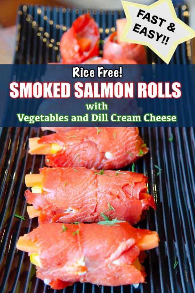 No rice needed in these keto and paleo friendly smoked salmon sushi rolls