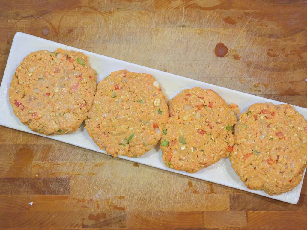 Canned Salmon Burgers pressed into 4 rounds