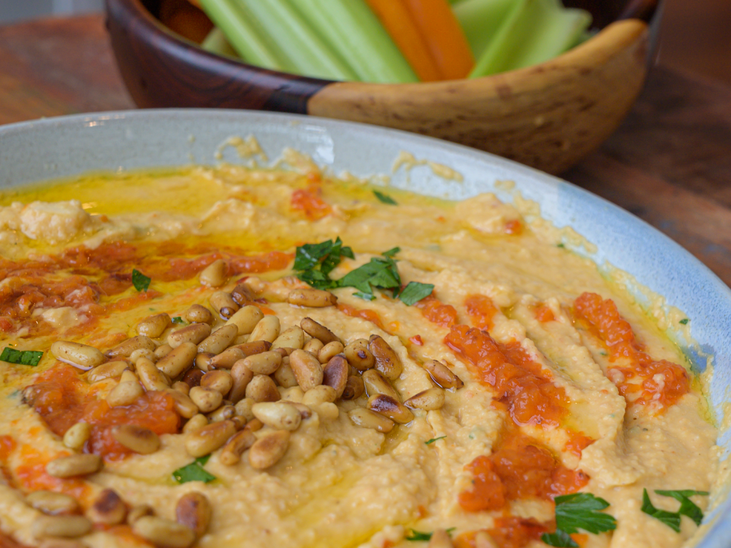 Red Pepper, Garlic and Toasted Pine Nut Hummus