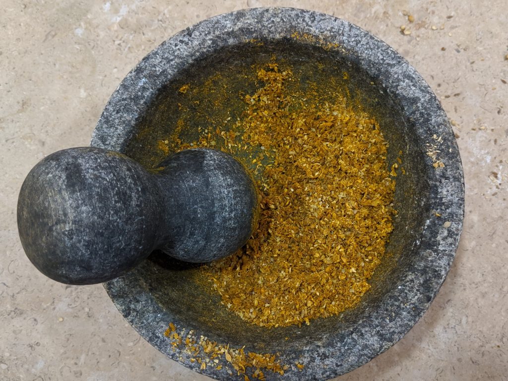 Shawarma Spices in a Mortar