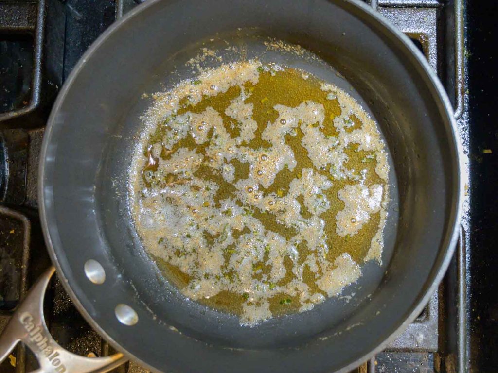 Making Browned Butter with Sage in a Saucepan