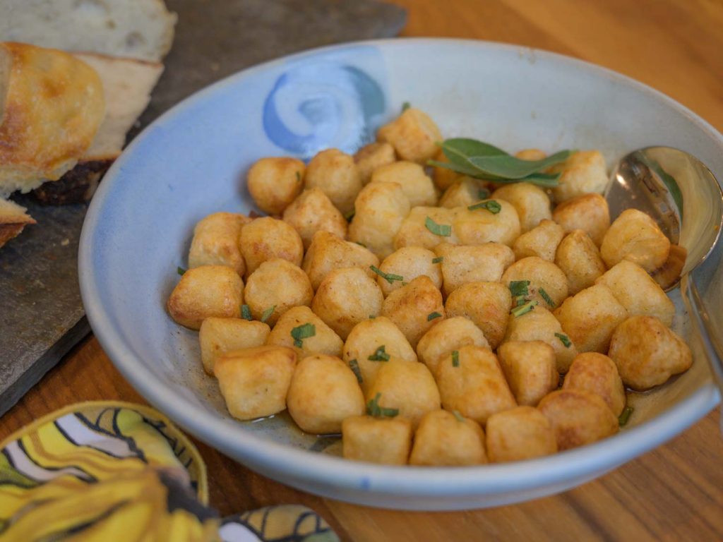 Bowl with Trader Joes Cauliflower Gnocchi with Browned Butter